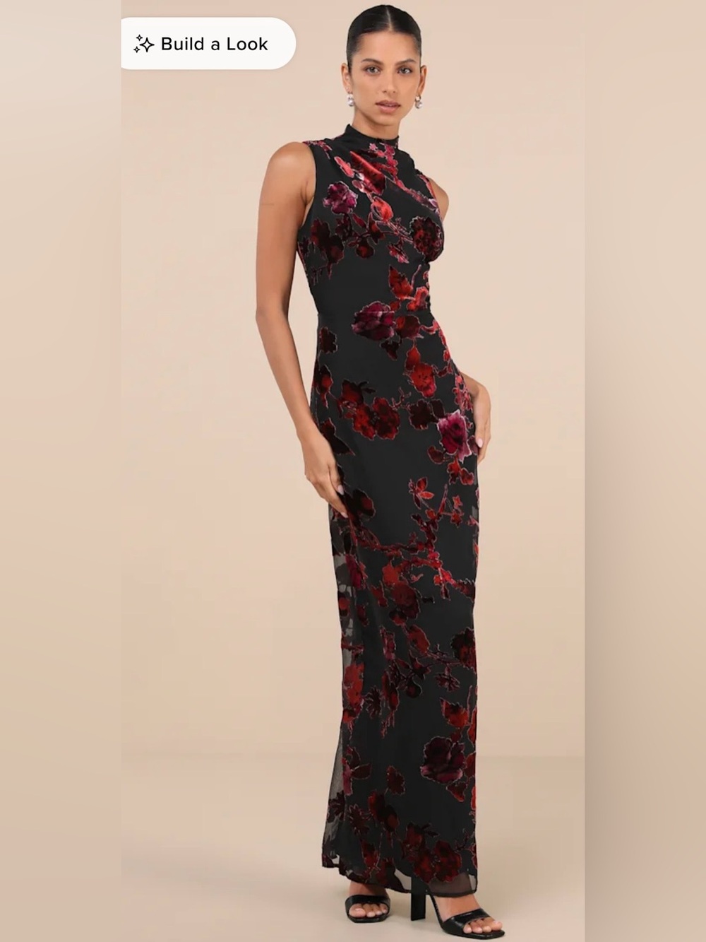 NWT lulus Composed Glamour Red and Black Burnout Velvet Maxi Dress